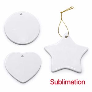 3.5mm Sublimation Noël Pendentif Céramique Matériel Transfert De Chaleur Impression Festival Ornements Décoration DIY