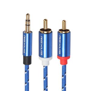 Câbles audio 3,5 mm vers 2RCA Adaptateur auxiliaire tressé Câble répartiteur stéréo 3,5 mm Cordon AUX RCA Y pour haut-parleurs Smartphone Tablette HDTV 1,8 M 3 M 5 M 10 M