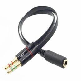 Adaptateur TRRS de 3,5 mm 2 mâle 1 Femme Mini Jack 3,5 mm 4 Pin Splitter stéréo Audio microphone Câble plat à 2 connecteur 3pin