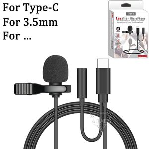 3.5mm Type C Interface Telefoon Microfoon 1.5 M Mini Draagbare Microfoon Condensor Clip-on Revers Lavalier Mic Wired