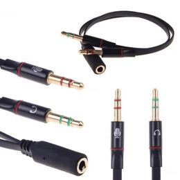 3,5 mm Y-splitter 2 jack mannelijk naar 1 vrouwelijk hoofdtelefoonmicrofoon audio-adapterkabelconnector