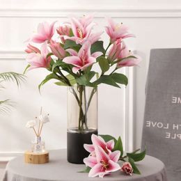 3 5 pièces/lot têtes main sensation Simulation fleur mariage décoration de la maison photographie fausses fleurs Film Lily Bouquet s