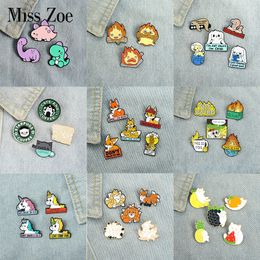 3 ~ 5 unids/set Cuty Animal bebé esmalte Pin zorro Koala t-rex broche solapa Pin perro gato insignia perezoso Cassifah joyería regalo increíble precio