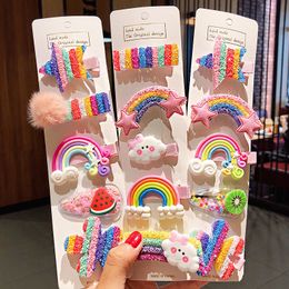 3 / 5pcs / Set New Girls Cute Rainbow Star Flower Hairpins Children Clips Sweet Clips Barrette Ornement Fashion Hair Accessoires