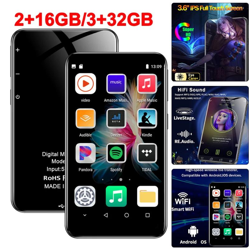 3.6 inç Tam Dokunmatik Mp3 MP4 WiFi BT5.0 Android 8.1 Ses FM Radyo/E-Kitaplı Hifi Müzik Çalar