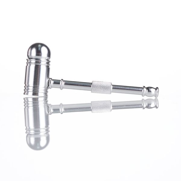 3.6in Venta caliente Tubo de martillo de metal Aleación de aluminio Mini tubo de pipa para fumar de alta calidad Diseño único portátil Fácil de transportar Limpio para accesorios para fumar