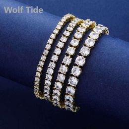 Bracelet de chaîne de tennis en zircon cubique de 3 à 6 mm avec fermoir à ressort Hip Hop à une rangée glacée pleine pierre CZ Bling chaînes de bracelet de poignet Bijoux cadeaux pour hommes et femmes