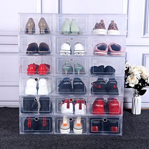 3/6 pièces épaissi Transparent boîte de rangement de chaussures en plastique tiroir organisateur anti-poussière superposé combinaison chaussures de sport armoire Z1123