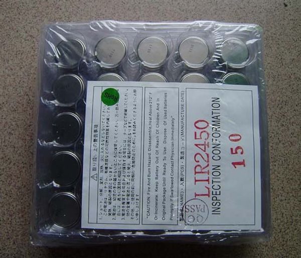 3.6 V LiR2450 pile bouton Rechargeable Li-ion 1000 pcs/Lot