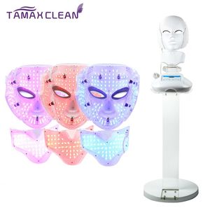 LM002 3/7 Couleur Photon LED rouge bleu Masque facial à micro-courant infrarouge Machine de salon de beauté de photorajeunissement Thérapie PDT avec pied de soutien