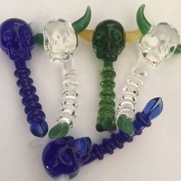 3.7 pulgadas Skull Glass Carb Cap dabber Crossbones Style Vidrio grueso con Clear Blue Green para Bong Water Pipes Oil Rig