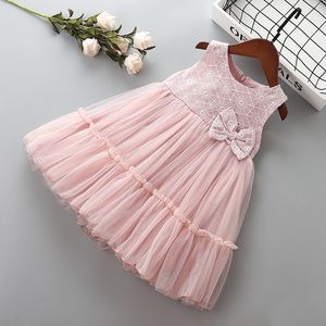 3-7 ans haute qualité fille robe 2019 nouvel été mode arc fleur enfant enfants fille vêtements fête formelle robe de princesse