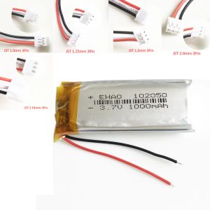 3,7V 1000mAh Lithium Polymer Lipo Batterie rechargeable 102050 JST 3PIN 1.0 / 1,25 / 1,5 / 2.0 / 2,5