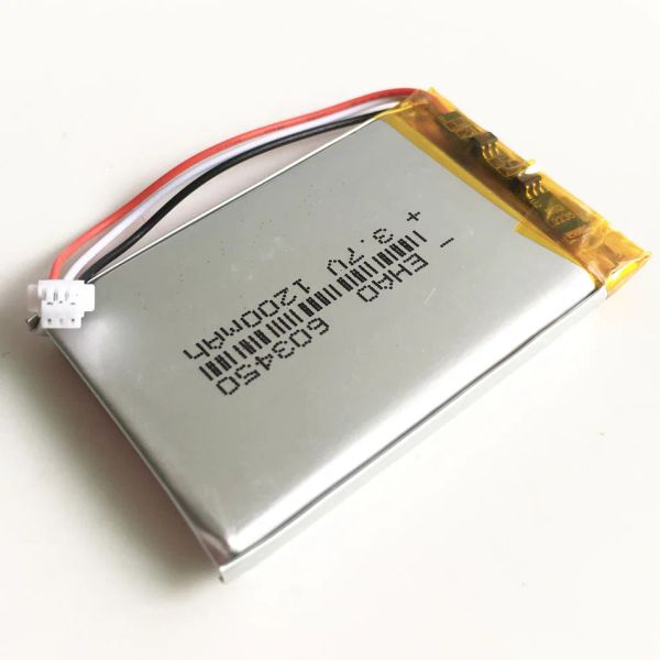 3,7V 1200mAh Lipo Polymer Lithium Rechargeable Battery + JST 1.0 3pin Plug pour GPS DVD Bluetooth Recorder E-Book Camera 603450