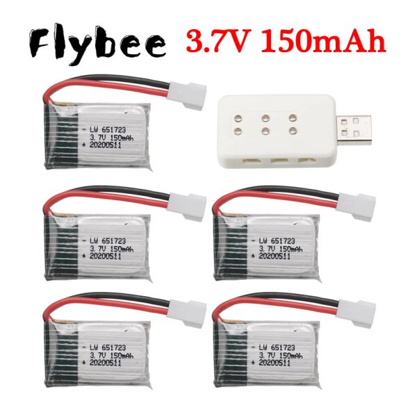 3,7V 150mAh Lipo Battery / 6-in-1 Charger pour H8 Syma x2 NiHUi U207 CHAPELINE E010 RC HELICOPTER DRONE ACCESSOIRES DU DADCOPTER