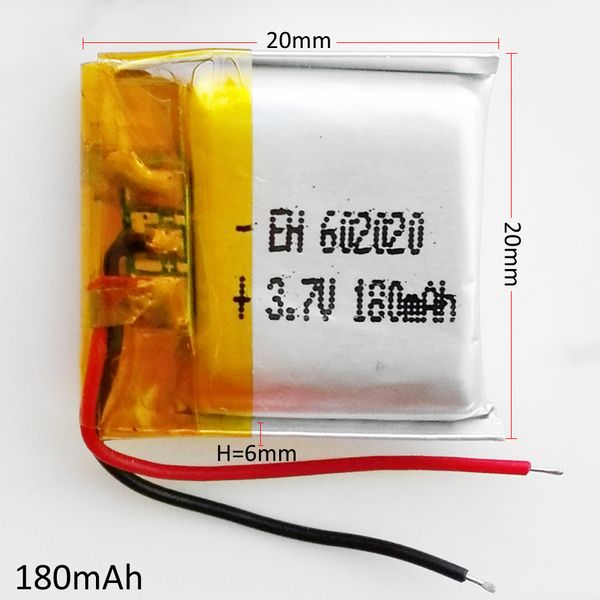 3.7v 180mAh 602020 LiPo Li-polímero Batería recargable con protección borad power Para mini altavoz Mp3 bluetooth Grabadora auriculares auriculares