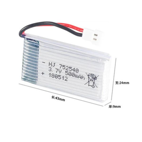 3,7V 500mAh 752540 Batterie Lipo pour Syma X5C X5C-1 X5 H5C X5SW M68 CX-30 K60 905 V931 RC Quadcopter Drone Spare Part