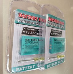 3.7V 850mAh Games Player GBA SP Batterie rechargeable avec tournevis pour joueurs Gameboy 10pcs par lot