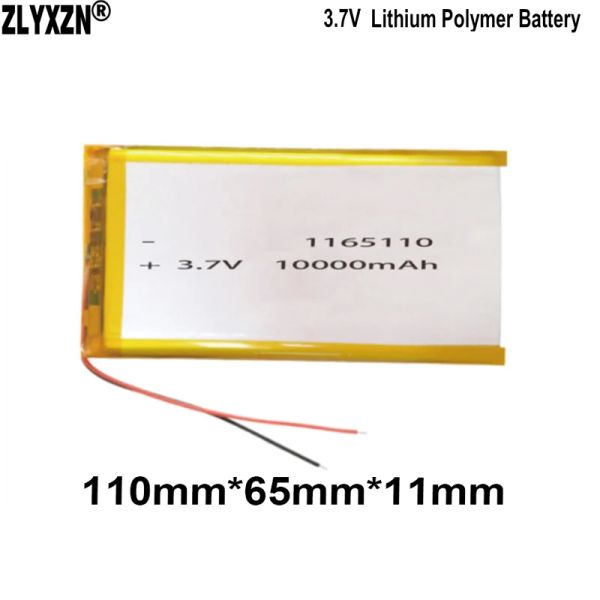 3,7 V Batterie en polymère LI 10000mAh 110 * 65 * Batterie de package souple 11 mm pour les haut-parleurs Bluetooth Tablette DVD Batterie 1165110