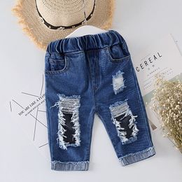 3-7y kinderen gescheurde jeans lente kleding jongens meisjes casual rrouss peuter kinderen broek 210515