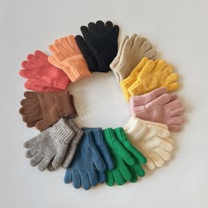 3-7 ans bébé filles garçons hiver tricoté gants solide bonbons mitaines chaudes enfant en bas âge tricoté épaissir acrylique doux doigt complet gants