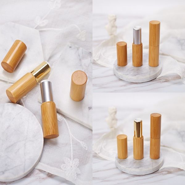 3.8g Classical Bambú de madera Lápices labiales Tubo Natural Lip Lip Bls Gloss Shell DIY Vacío Vacío Contenedor de lápiz labial de alta gama
