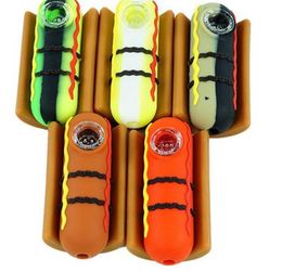 3.8 pouces Cuillère en silicone Pipe Hot dog pipes à la main Brûleur à mazout Pipes Pipes à tabac avec Hot Dog Style Cheap Smoking
