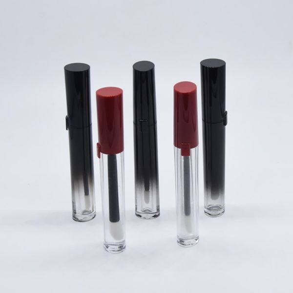 Conteneurs de baume à lèvres vides de tube de brillant à lèvres transparent de 3,8 ml avec couvercle noir / rouge pour échantillons de rouge à lèvres