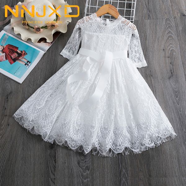 3-8T automne élégant fleur dentelle robe pour fille princesse fête robe de mariée cérémonie robe de bal première Communion adolescente vêtements