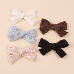 3.9 pouces bébé fille pinces à cheveux dentelle arcs enfants cheveux accessoires mignon printemps enfants épingles à cheveux princesse Barrette pinces à cheveux