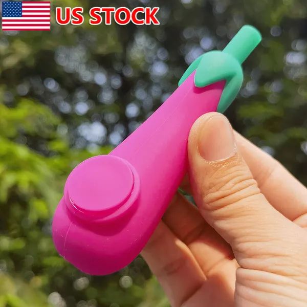 Pipe à fumer en Silicone aubergine de 3.9 pouces, incassable avec bol en verre, tuyau à main