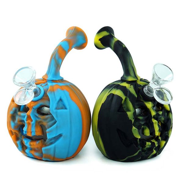 3.9 '' fumar bong pipa de mano Tema de Halloween silicona de calidad alimentaria calabaza tabaco burbujeador fábrica al por mayor