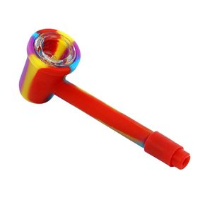 3.9 '' Silicone Smoking Hand Pipes Food Grade Siliconen Lepel Pijp Mini Hands DAB RUG Olie Glass Bongs