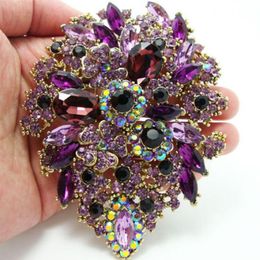 3 94 violet double gouttelettes groupe de fleurs strass cristal broche pendentif 3150