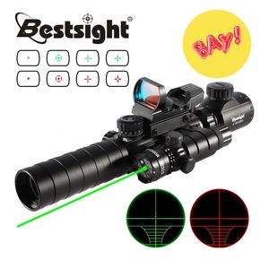 3-9X32 EG Hunting Scope Tactical Optic Riflescope with Red Green Illuminated Holographic Reflex 4 Reticle 3 in 1 Combo