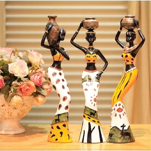 3 filles africaines décoration de la maison résine décoration d'art populaire amour figurine Afrique 201210