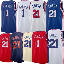 3 Maillot de basket-ball Allen Iverson Hommes Enfants Jeunes Joel Embiid James Harden Navy White City Jersey Femmes Tyrese Maxey Georges Niang Tobias Harris P.J. Tucker Maillots