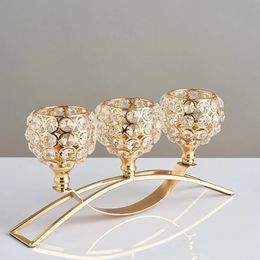 3 bras candélabres cristal arc pont gobelet bougeoirs bol photophore chandeliers ornement romantique pour la maison de mariage décor 240314