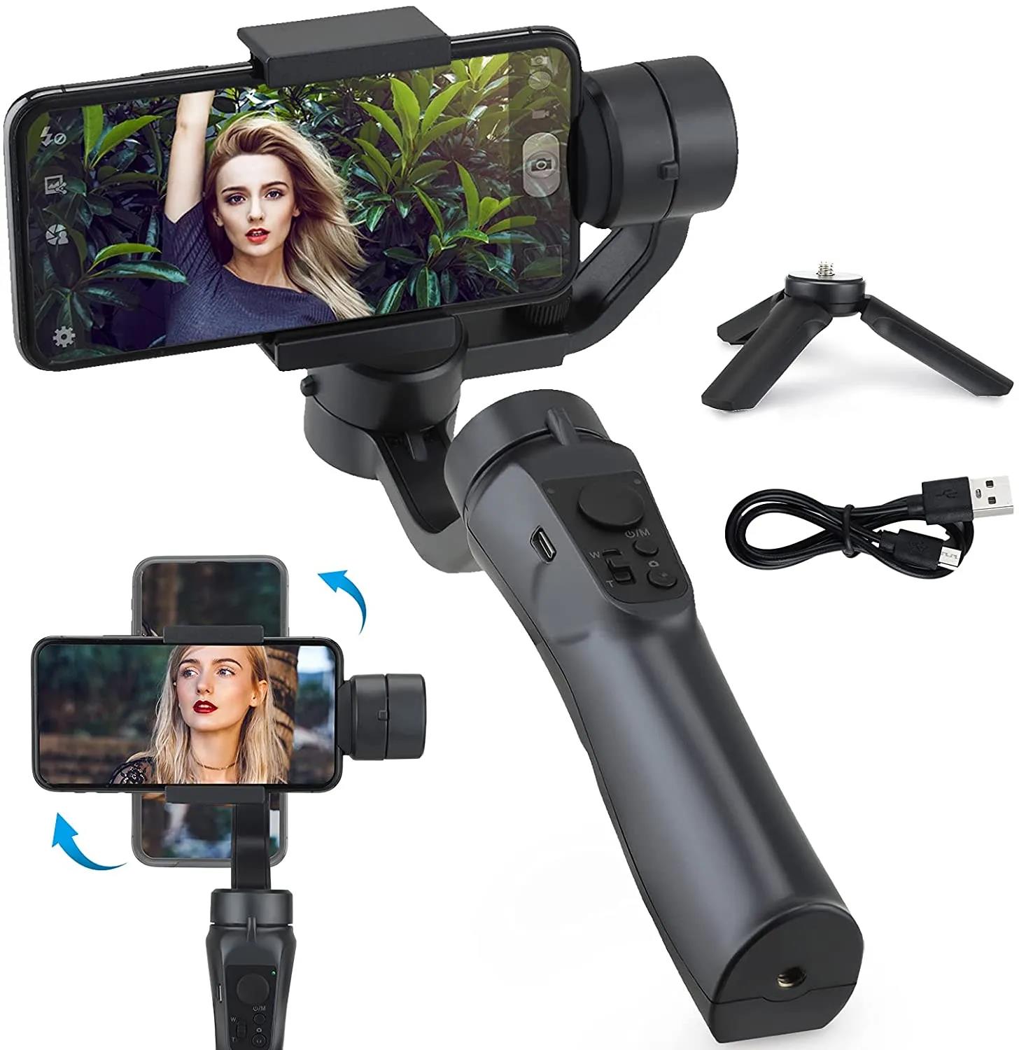 Mobile Intelligent 3 Axis Gimbal Handheld Stabilizer F6 Cellphone Holder Anti Shake Automatic Rotation For Samsung Galaxy Note 20 10+ 9 8 iphone X XS SE 12 13 14 Plus Pro