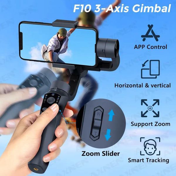 3-Achsen-Handheld-Gimbal-Smart-Stabilisator Tragbarer Stabilisator F10 Folgender FPV-Handy-Selfie-Stick-Einbeinstativ für Android-Telefon-Vlog Anti-Shake-Videoaufzeichnung