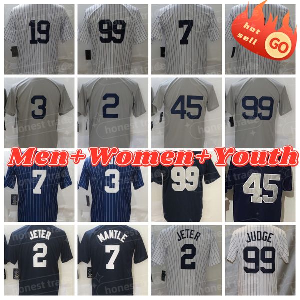 3 Babe Ruth Aaron 99 Juge Maillot de baseball Sans nom Anthony 48 Rizzo Giancarlo 27 Stanton Bleu Blanc Coolbase Derek Jeter Hommes Femmes Jeunes Jersey Uniformes