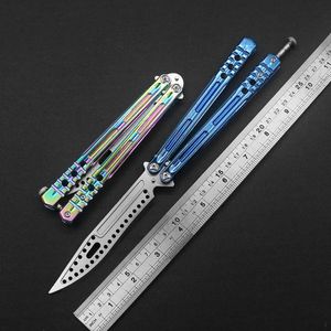 3 balisong lourd débutant couteau de pratique papillon 420 lame en métal poignée en acier poche pliante sans lame outil émoussé Cadeaux de vacances pour hommes