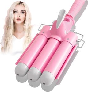 3 Barreau Curling Fer Wand Double Tension Cair Cermeper avec LCD Temp Affichage triple barils Température réglable portable 240423