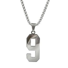 #9 Baseball Softball Numéros Pendentif Hommes Garçons Sport Numéro Collier Chaîne 24''