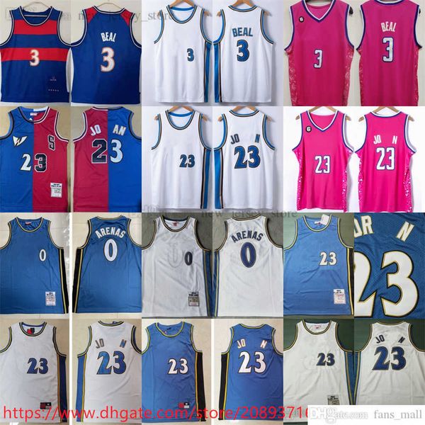 3 Bradley Beal Jersey Ed con 6 parches 2023 Nuevo baloncesto Blanco Azul Rosa Camisetas de la ciudad