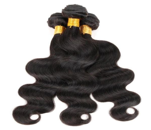 3 paquetes de armadura brasileña del pelo de la onda del cuerpo color natural negro virgen indio malasio peruano camboyano chino trama del cabello humano4537569