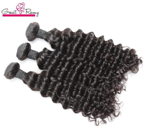 3 paquets de cheveux de poils de poils profonds tissage 100 8a Bundles de cheveux vierges non traités traitent les extensions indiennes malaisiennes péruviennes brésilienes gr4359606