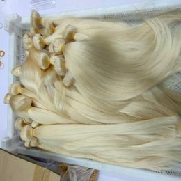 3 bundels Goede aanbiedingen Kleur 613 Blond Maagdelijk haar Zijdeachtig steil Blond Braziliaans Peruaans Indiaas Onverwerkt HumanHair Extension Weave-bundel