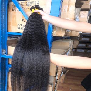 Extensiones de pelo ondulado peruano liso y rizado, 3 mechones, extensiones de cabello humano mechones, extensiones Remy virgen para mujer, trama gruesa Yaki