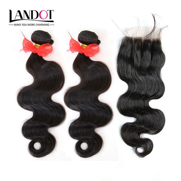 3 Bundles Lot Brésilien Vague de Corps Vierge de Cheveux Humains Tisse Avec Des Fermetures De Dentelle Non Transformés Malaisien Péruvien Indien Cambodgien Ondulés Remy Cheveux